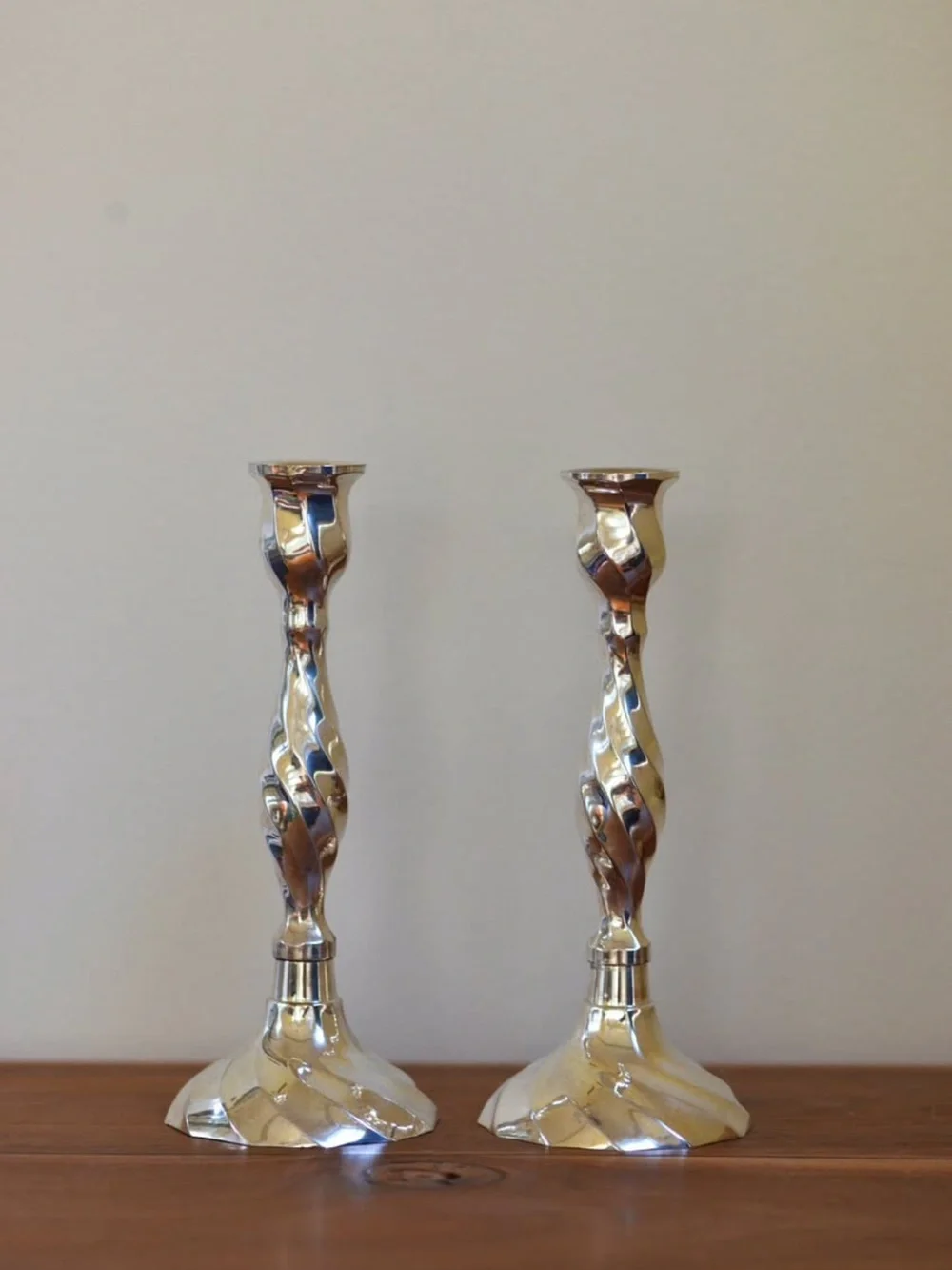 Silver Plated Swirl Candlesticks